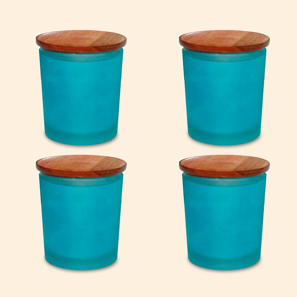 Shoprythm Packaging,Cosmetic Jar Blue Frosted GLASS JAR with wooden lid Shoprythm Packaging,Cosmetic Jar Blue Frosted GLASS JAR with wooden lid